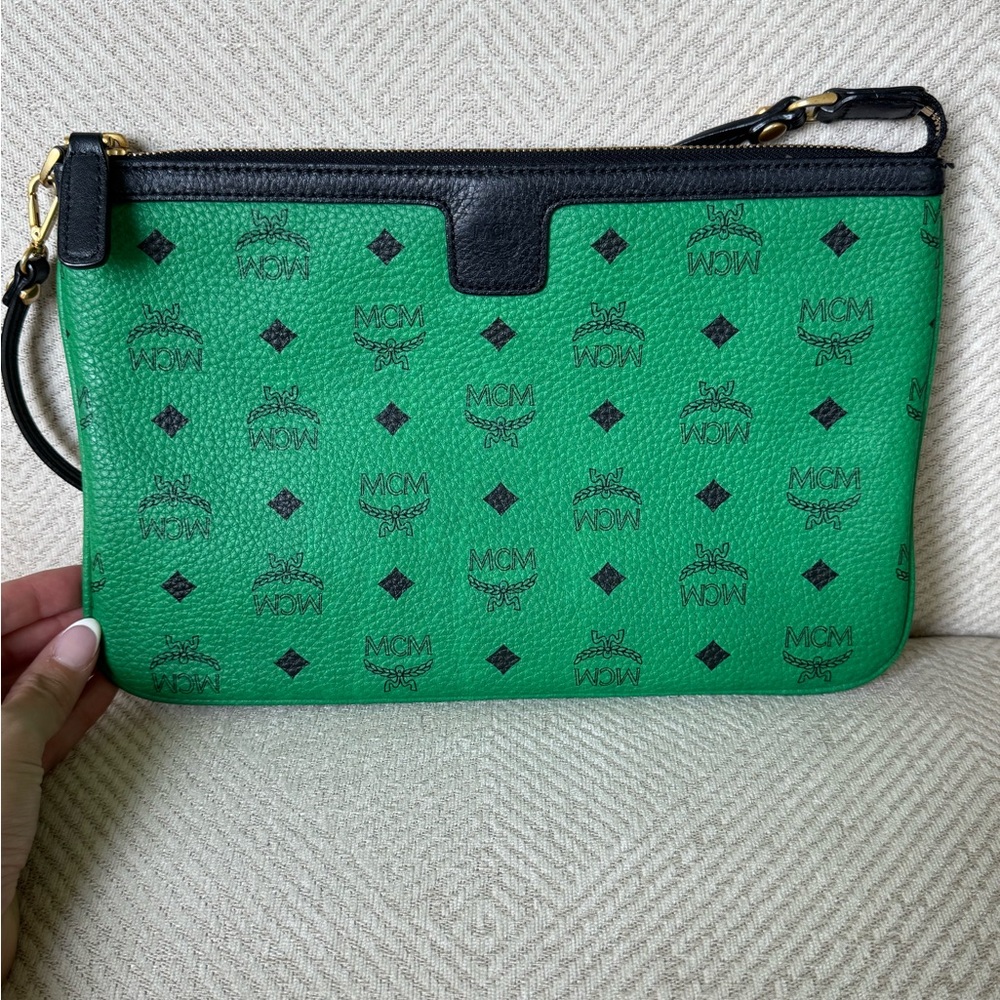 MCM Emerald and Black Pouch